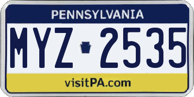 PA license plate MYZ2535