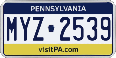 PA license plate MYZ2539