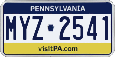 PA license plate MYZ2541