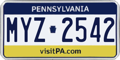 PA license plate MYZ2542