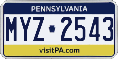 PA license plate MYZ2543