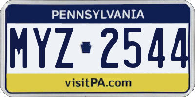 PA license plate MYZ2544