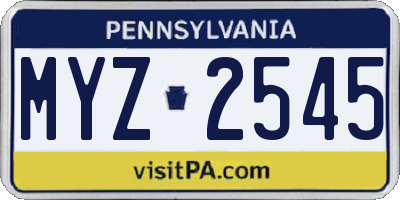 PA license plate MYZ2545