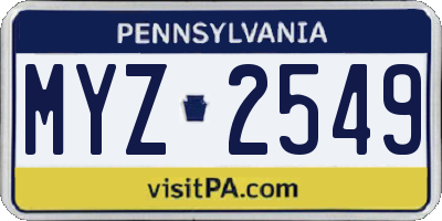 PA license plate MYZ2549
