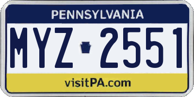 PA license plate MYZ2551