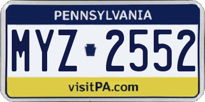 PA license plate MYZ2552