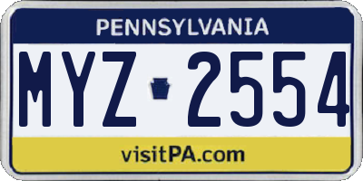 PA license plate MYZ2554