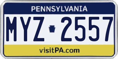 PA license plate MYZ2557