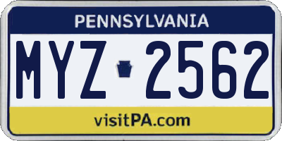 PA license plate MYZ2562