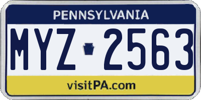 PA license plate MYZ2563