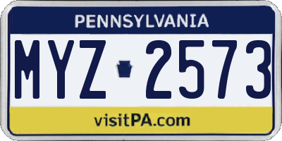 PA license plate MYZ2573