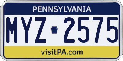 PA license plate MYZ2575