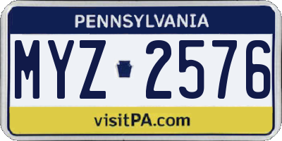 PA license plate MYZ2576