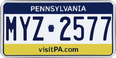 PA license plate MYZ2577
