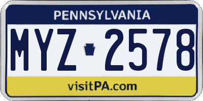 PA license plate MYZ2578