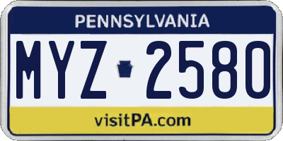 PA license plate MYZ2580