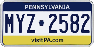PA license plate MYZ2582