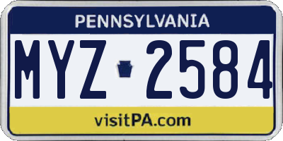 PA license plate MYZ2584