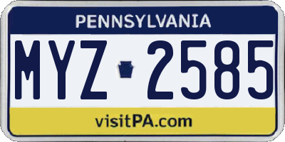 PA license plate MYZ2585