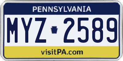 PA license plate MYZ2589