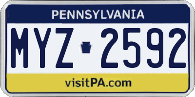 PA license plate MYZ2592