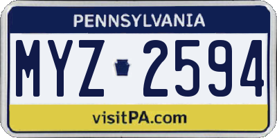 PA license plate MYZ2594