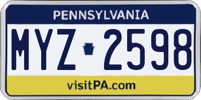 PA license plate MYZ2598