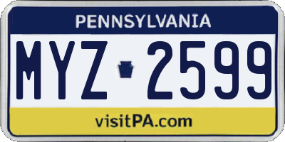 PA license plate MYZ2599
