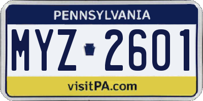 PA license plate MYZ2601