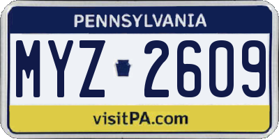 PA license plate MYZ2609