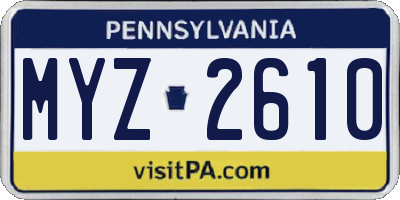 PA license plate MYZ2610