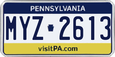 PA license plate MYZ2613