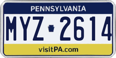 PA license plate MYZ2614