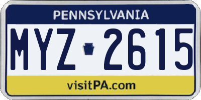 PA license plate MYZ2615