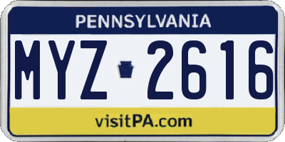 PA license plate MYZ2616