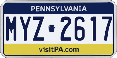 PA license plate MYZ2617