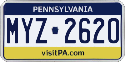 PA license plate MYZ2620