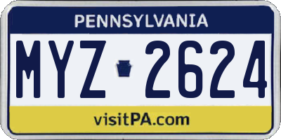PA license plate MYZ2624
