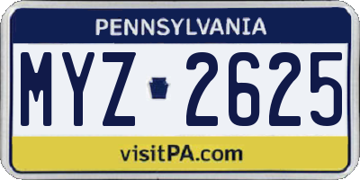 PA license plate MYZ2625