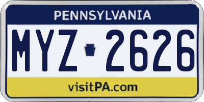 PA license plate MYZ2626