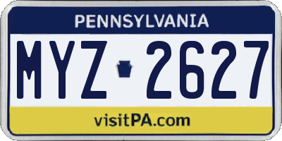 PA license plate MYZ2627