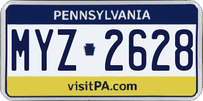 PA license plate MYZ2628