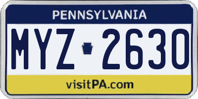 PA license plate MYZ2630