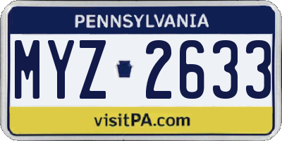 PA license plate MYZ2633