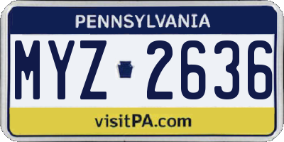 PA license plate MYZ2636