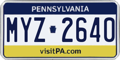 PA license plate MYZ2640