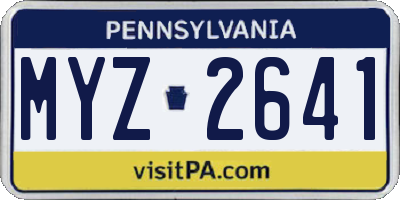 PA license plate MYZ2641