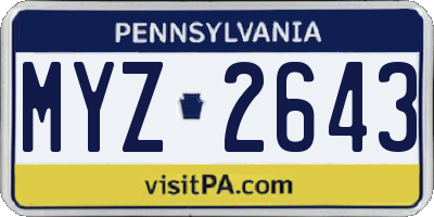 PA license plate MYZ2643