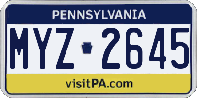 PA license plate MYZ2645
