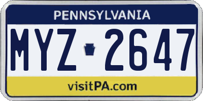 PA license plate MYZ2647